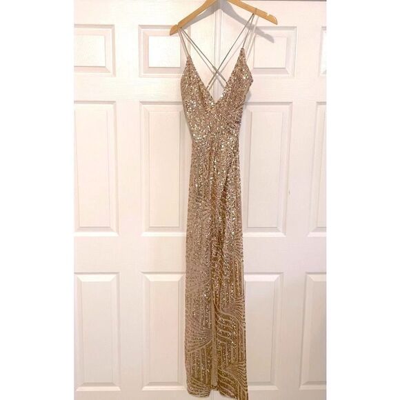 NEW Rubber Ducky Rose Gold Sequinned Dress NWT - Picture 3 of 6